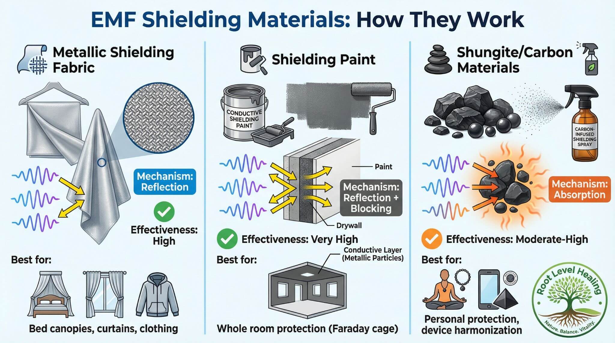 EMF Shielding Materials Comparison: Fabric, Paint, and Shungite