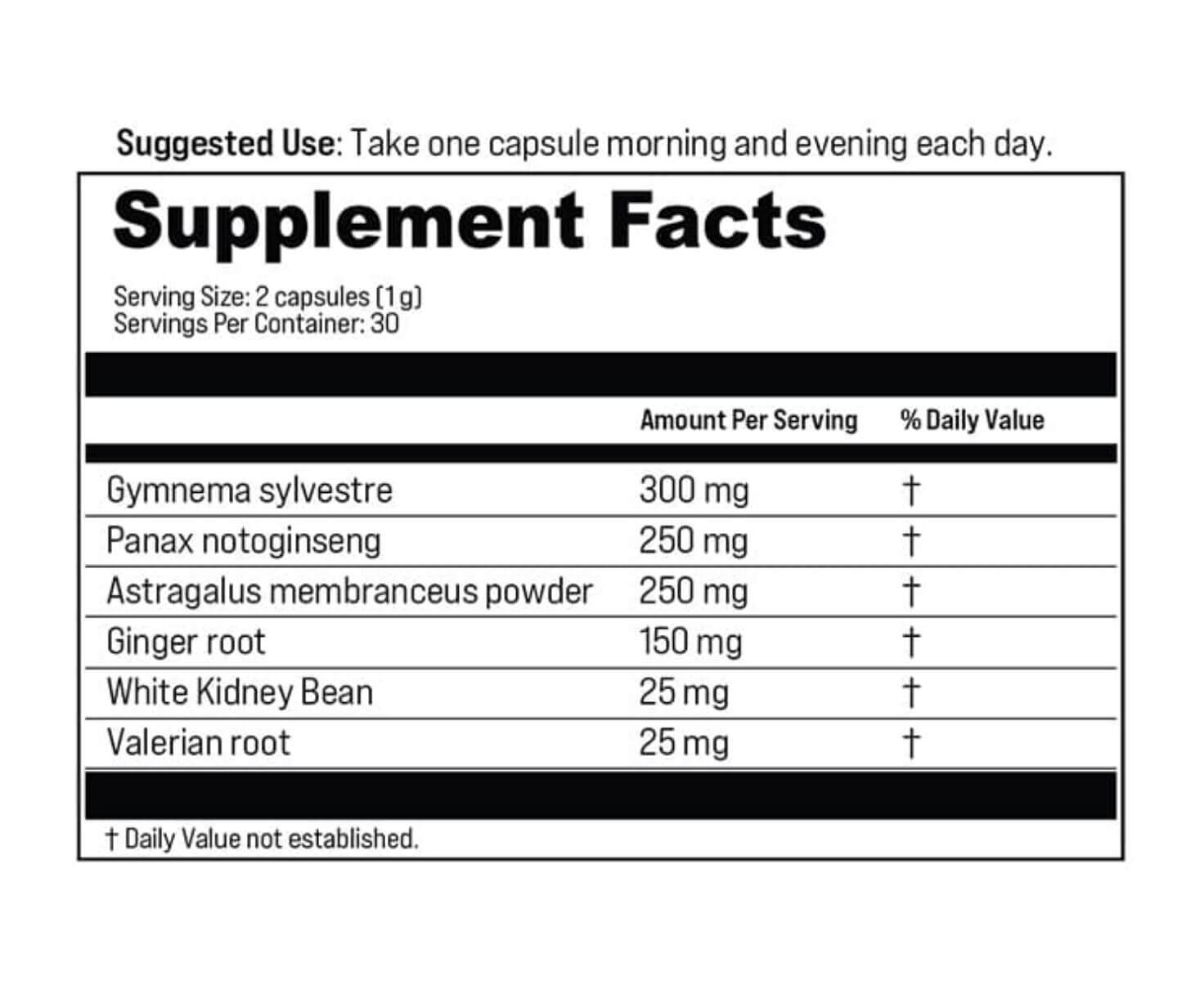 Supplement facts for ROOT SCULPT, listing ingredients like Gymnema sylvestre, Panax notoginseng, and White Kidney Bean.